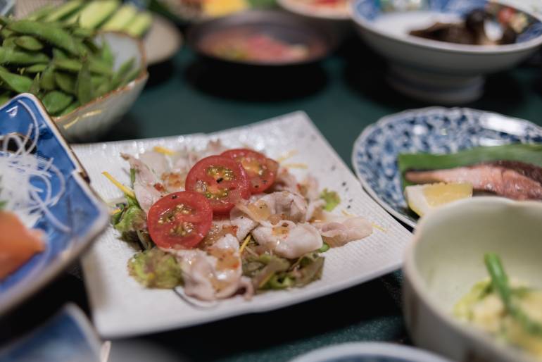 Rei-shabu is a cold Shabu-Shabu salad typical traditional Japanese dish.
