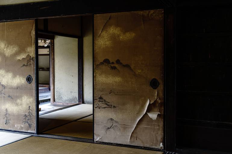 Old and damaged Japanese house
