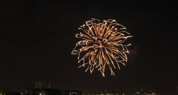 Japanese traditional fireworks in the night sky