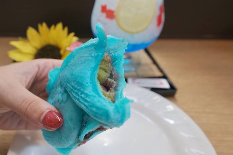 Sweet potato inside Blue Taiyaki (Kawagoe)